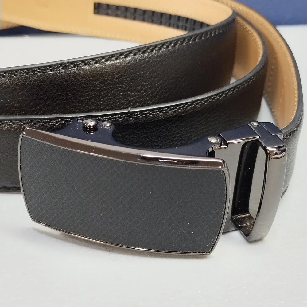 Bulliant Ratchet Belt Mens Size 52 Black Leather Click Slide Adjustable Buckle